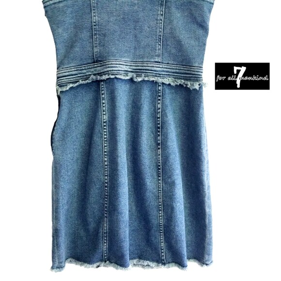 7 For All Mankind NEW MUSE Frayed Fitted Vintage Denim Dress S - Picture 9 of 12